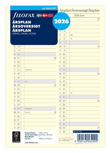 Filofax 2026 rsoversigt A5