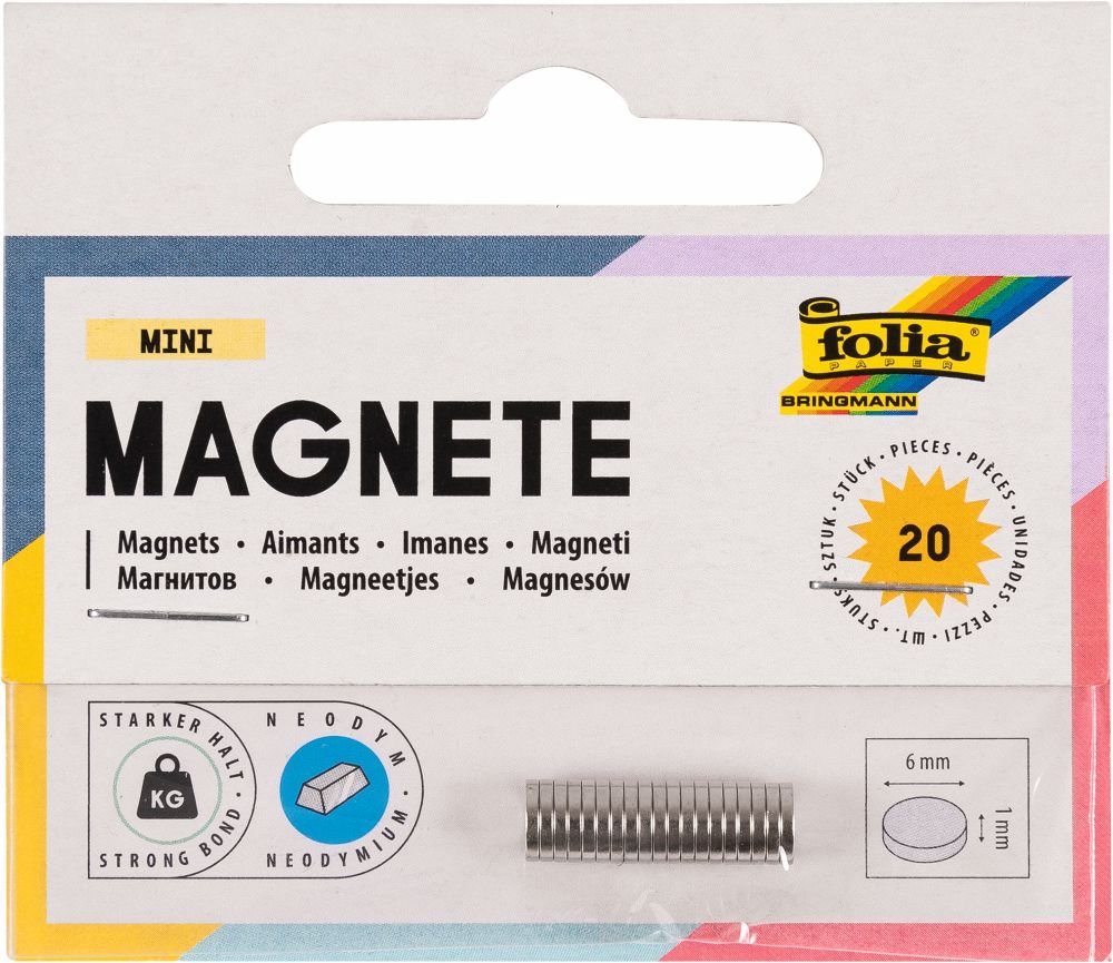 Magneter rund slv 6mm x 1mm 20 stk. 