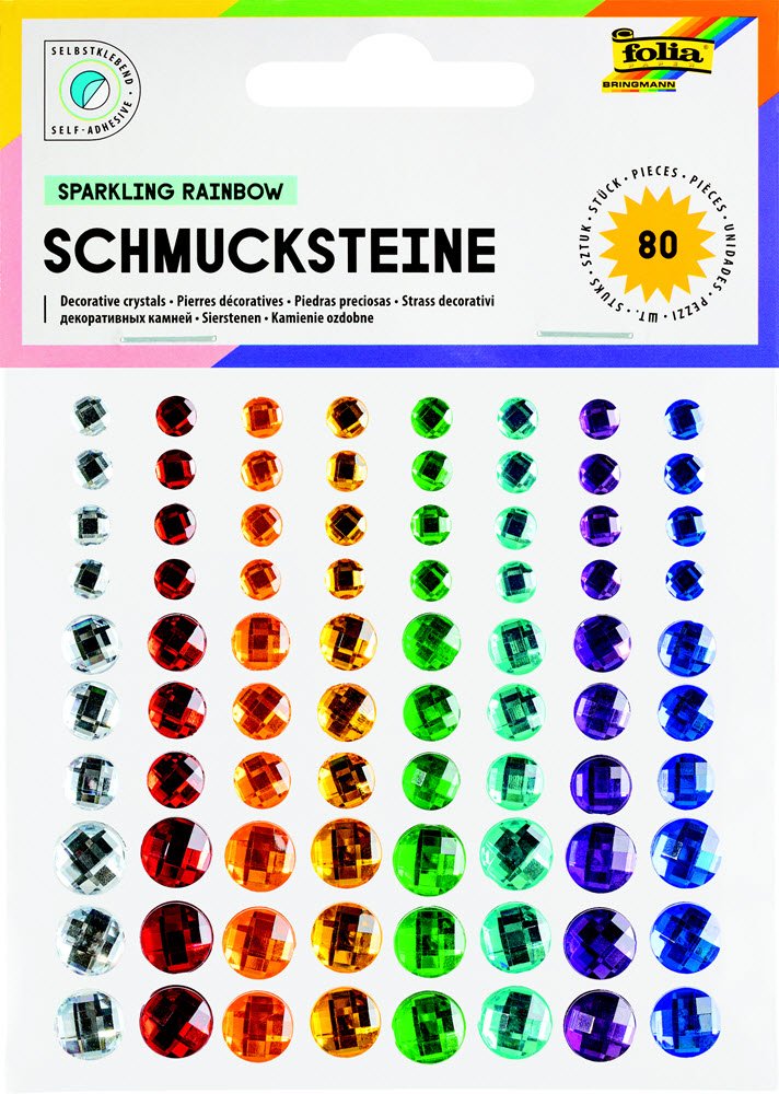 Pyntesten selvklbende regnbue farver skinnende 80 stk.