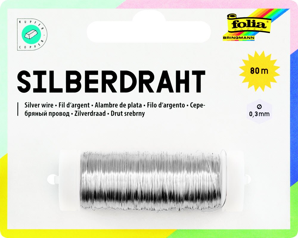 Slvbelagt kobbertrd 0,3mm x 80m 