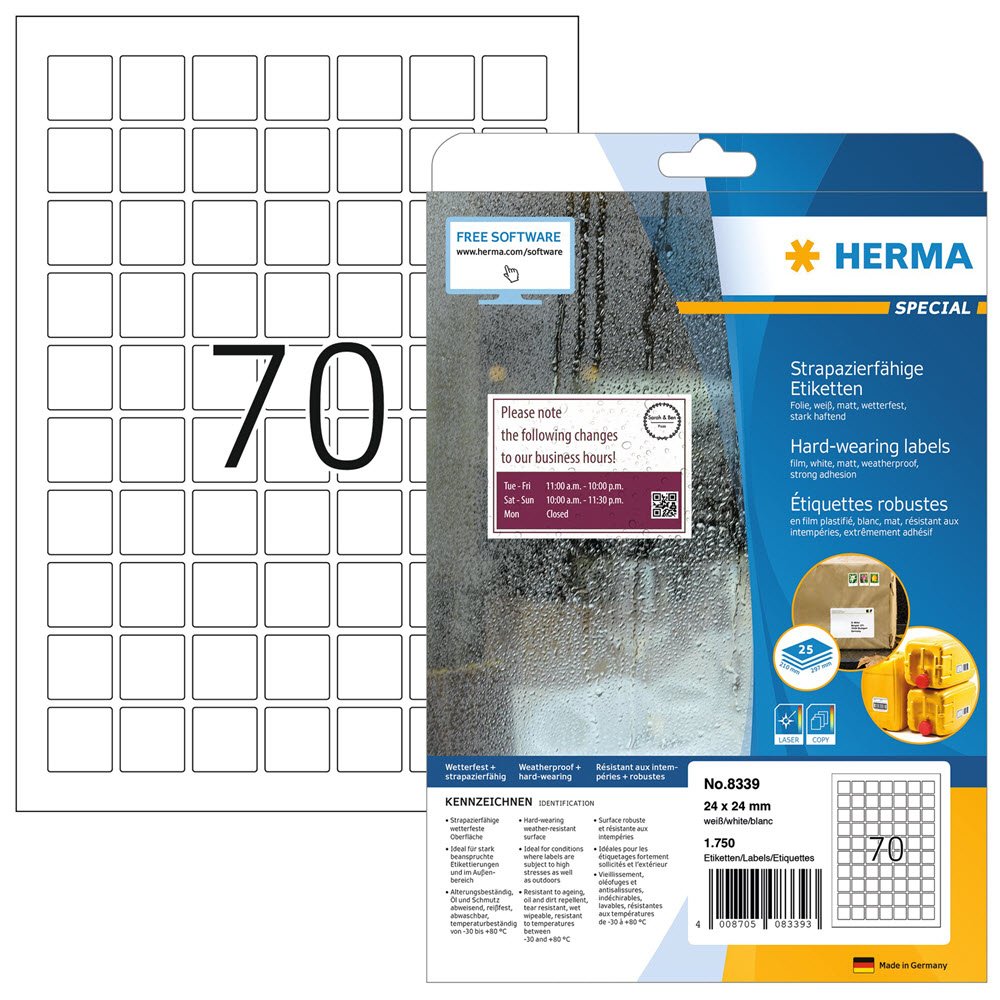 Herma etiket film ekstra strk 24x24 mat (1750)