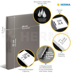 Herma ringbind PP A4 2DR 25mm transp orange