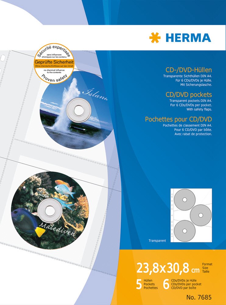 CD-DVD lommer til 6 stk 5 lom