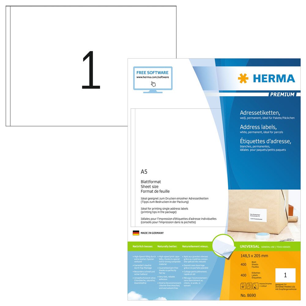 Etikett HERMA Premium A5 10 ark