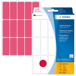 Etiketter I Mappe 20X50 mm Fluoreserende rd