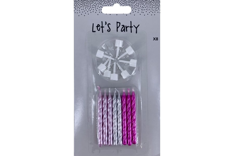 Kagelys 8 stk. metallic pink