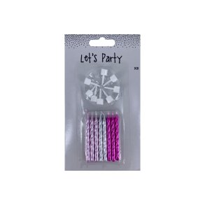 Kagelys 8 stk. metallic pink