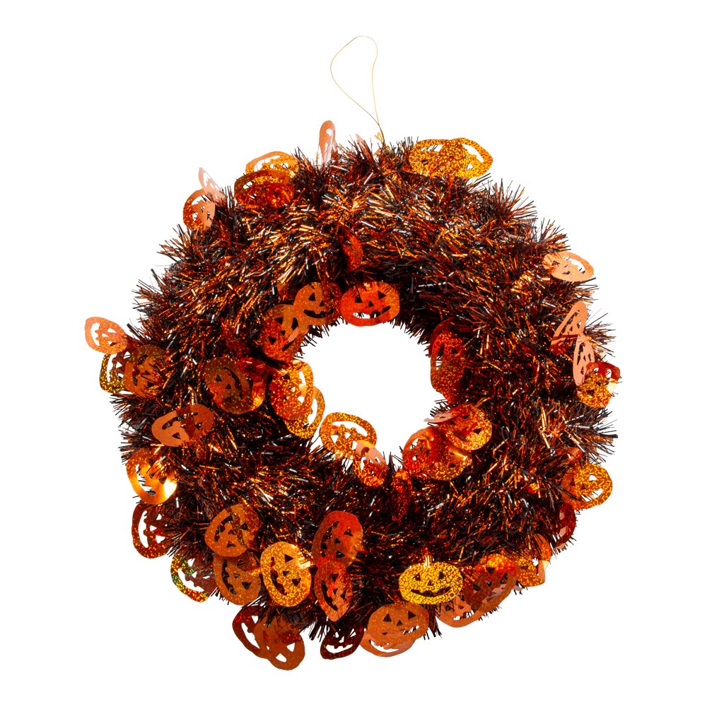 Halloween Drkrans orange m. Grskar