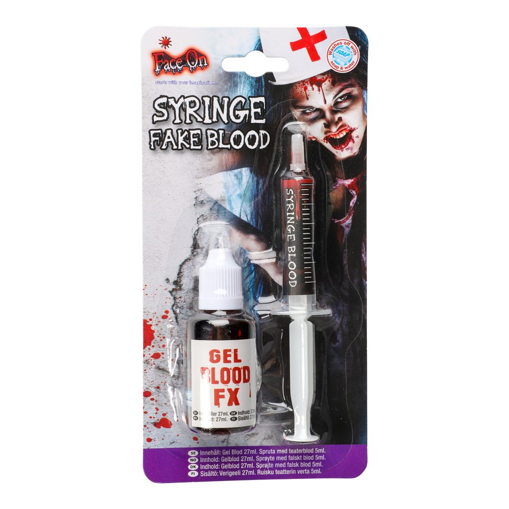 Halloween Falsk blod Gel 27 ml inkl. sprøjte