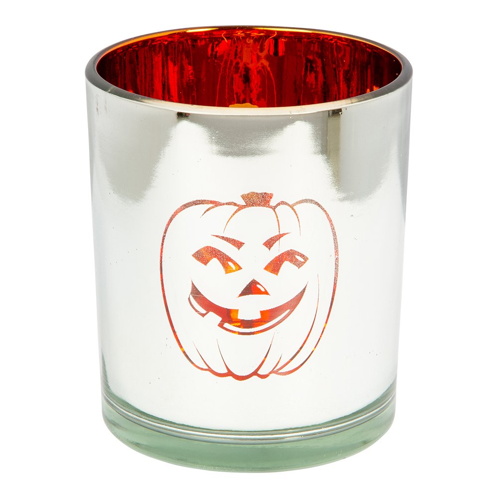 Halloween Fyrfadslys stage slv m. Grskar motiv