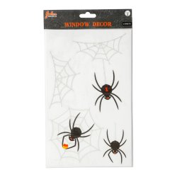 Halloween Klistermrker til vindue 2 ark edderkopper