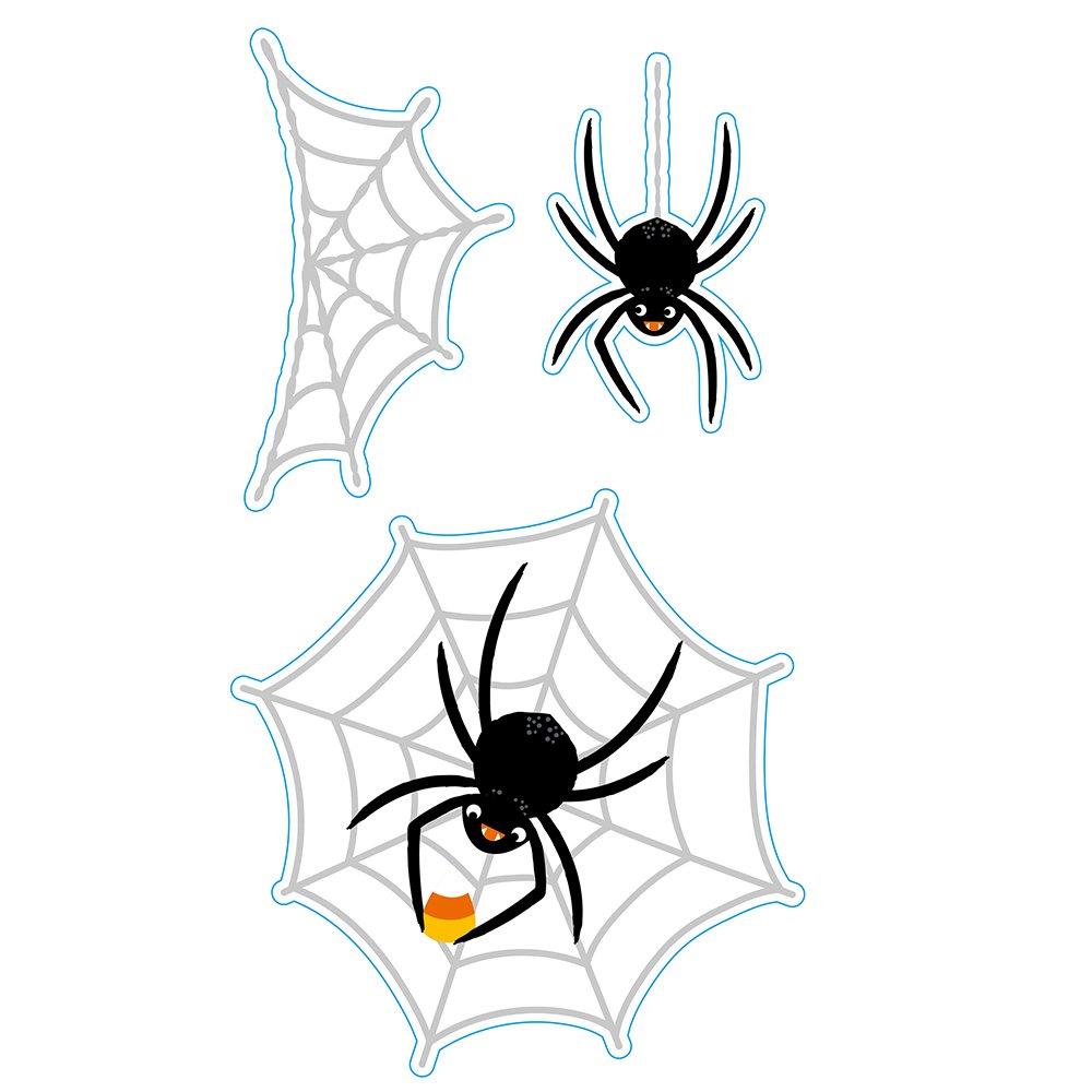 Halloween Klistermrker til vindue 2 ark edderkopper