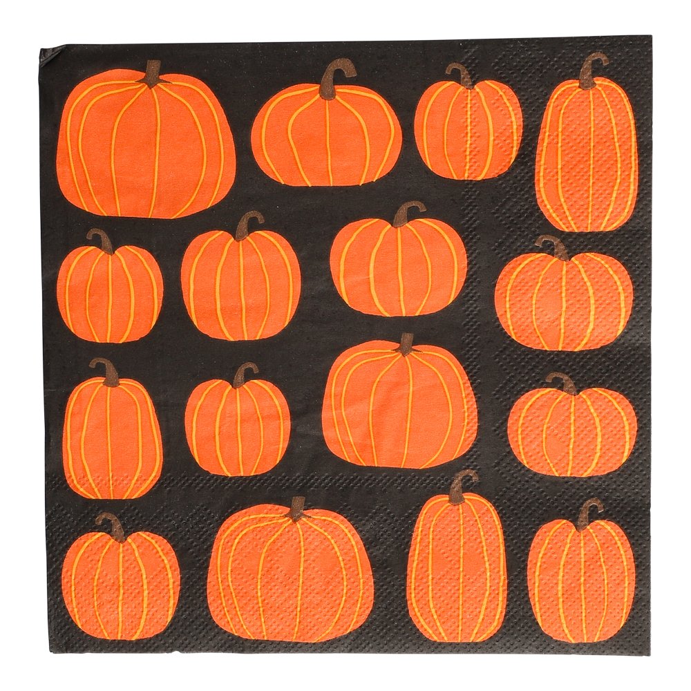 Halloween Servietter sorte m. grskar 16 stk. 33 cm