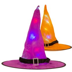 Heksehat B�rn m. LED lys 1 stk. orange eller Lilla