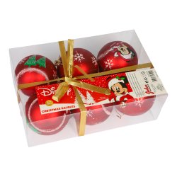 Julekugle m. Disney Mickey Mouse 6 stk. 8 cm