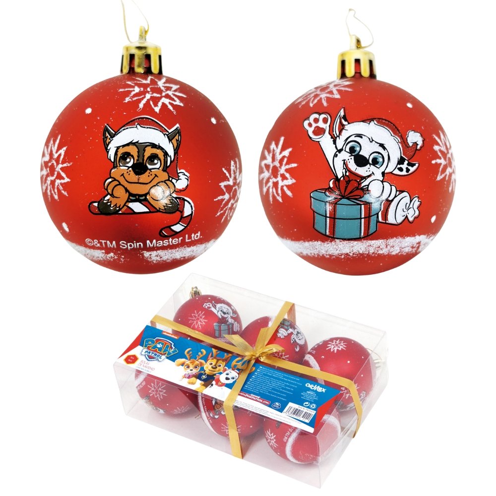 Julekugle m. Paw Patrol 6 stk. 8 cm