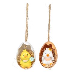 P�ske Dekorations �g 2 stk. m. Kylling og And