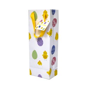 Pske Flaske gavepose hvid m. kyllinger og g