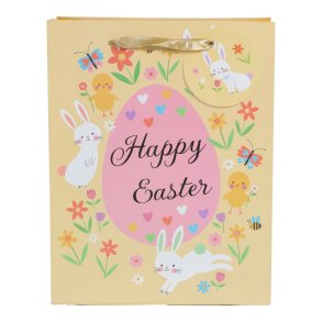 Pske Gavepose  Gul Happy Easter 23x18 cm
