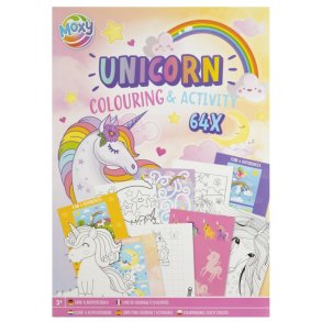 Farve og aktivitetsbog A4 64 sider. Enhjrning