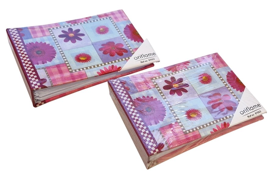 Fotoalbum pink m. blomster 10x15 cm til 48 fotos