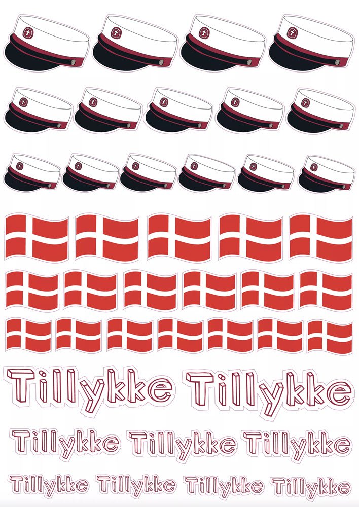 Stickers m/r�d studenterhue, "Tillykke"