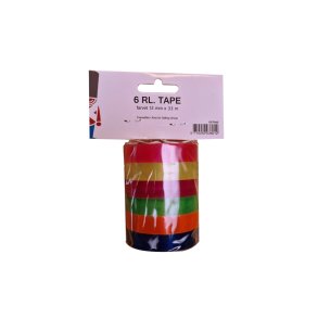 Tape 6 ruller ass Farver 12mm x 33m 