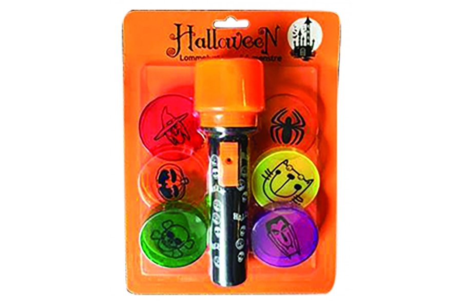 Halloween Lommelygte m. 6 motiver