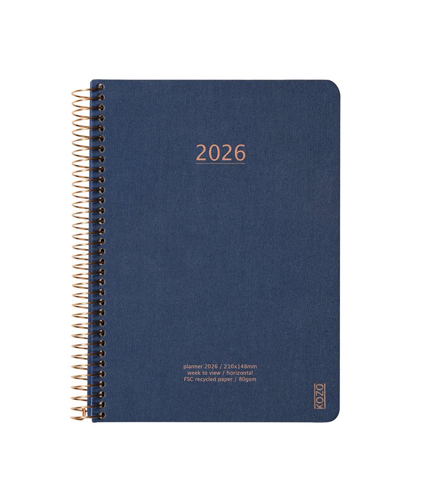 Kozo Kalender 2026 A5 uge pr. opslag Navy Blå