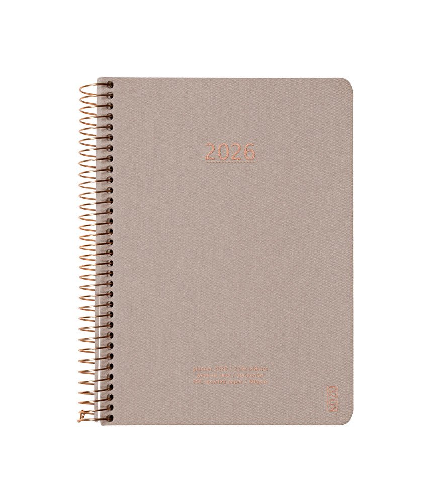 Kozo Kalender 2026 A5 uge pr. opslag Sand