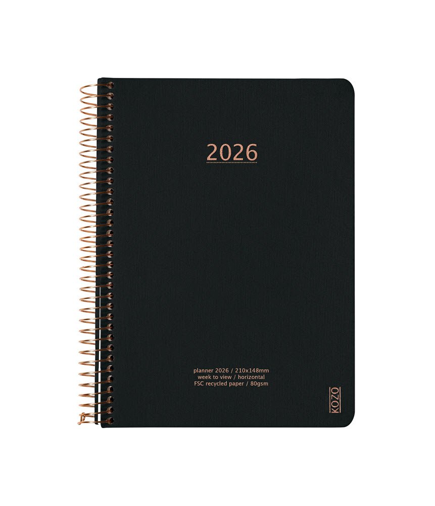 Kozo Kalender 2026 A5 uge pr. opslag Sort