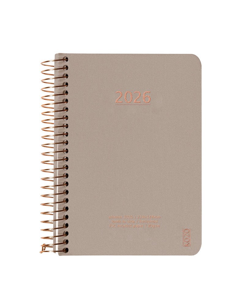 Kozo Kalender 2026 A6 uge pr. opslag Sand