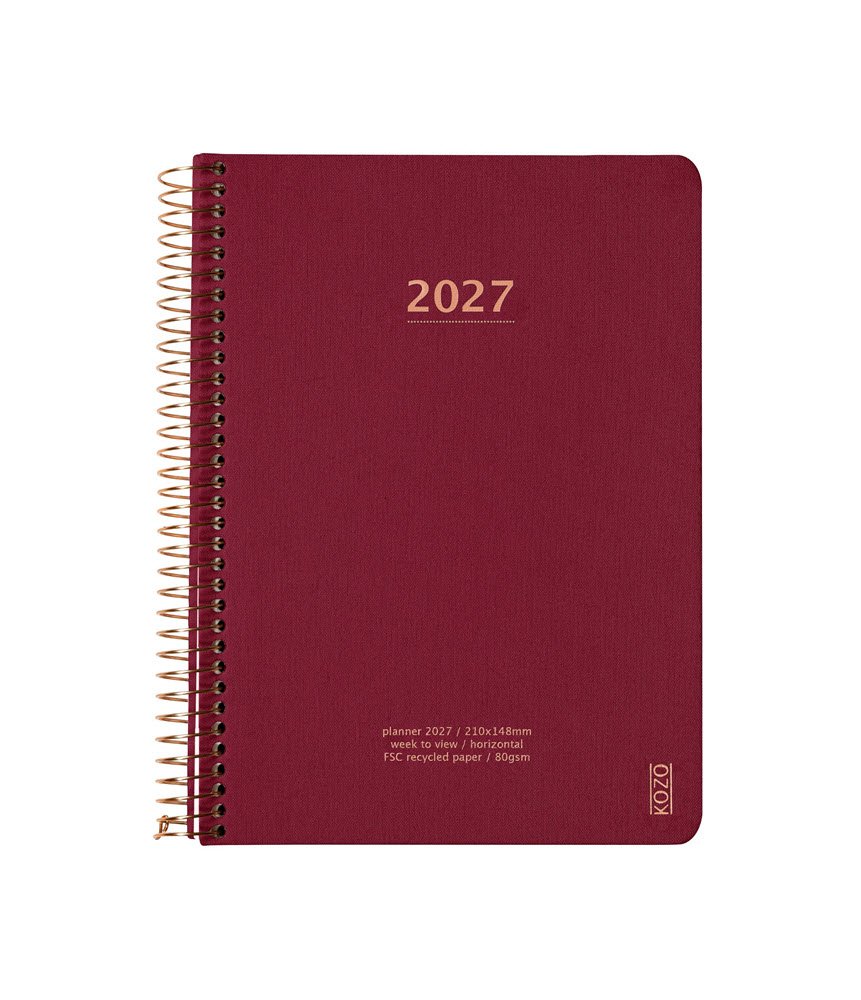 Kozo Kalender 2027 A5 uge pr. opslag Berry