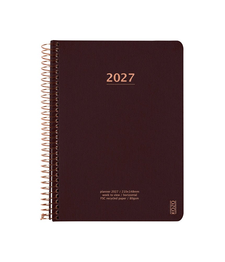 Kozo Kalender 2027 A5 uge pr. opslag Coffee