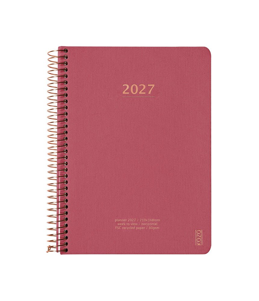 Kozo Kalender 2027 A5 uge pr. opslag Guava Pink