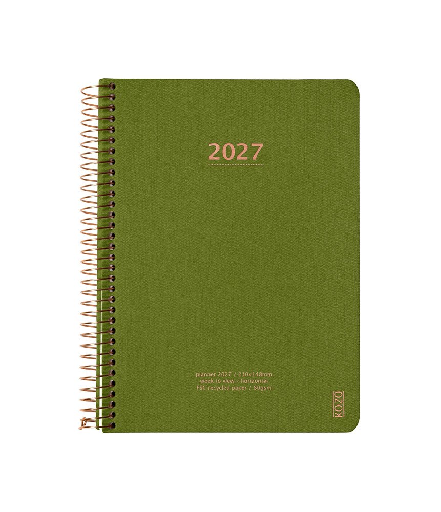 Kozo Kalender 2027 A5 uge pr. opslag Olive Green