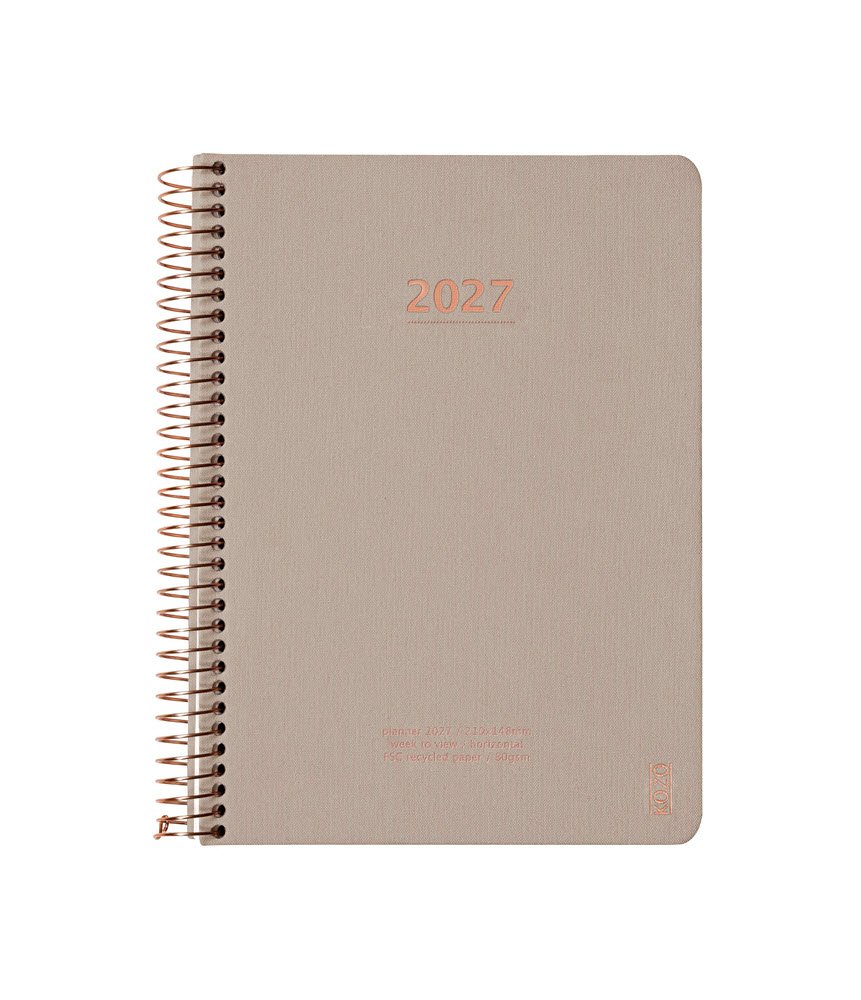 Kozo Kalender 2027 A5 uge pr. opslag Sand