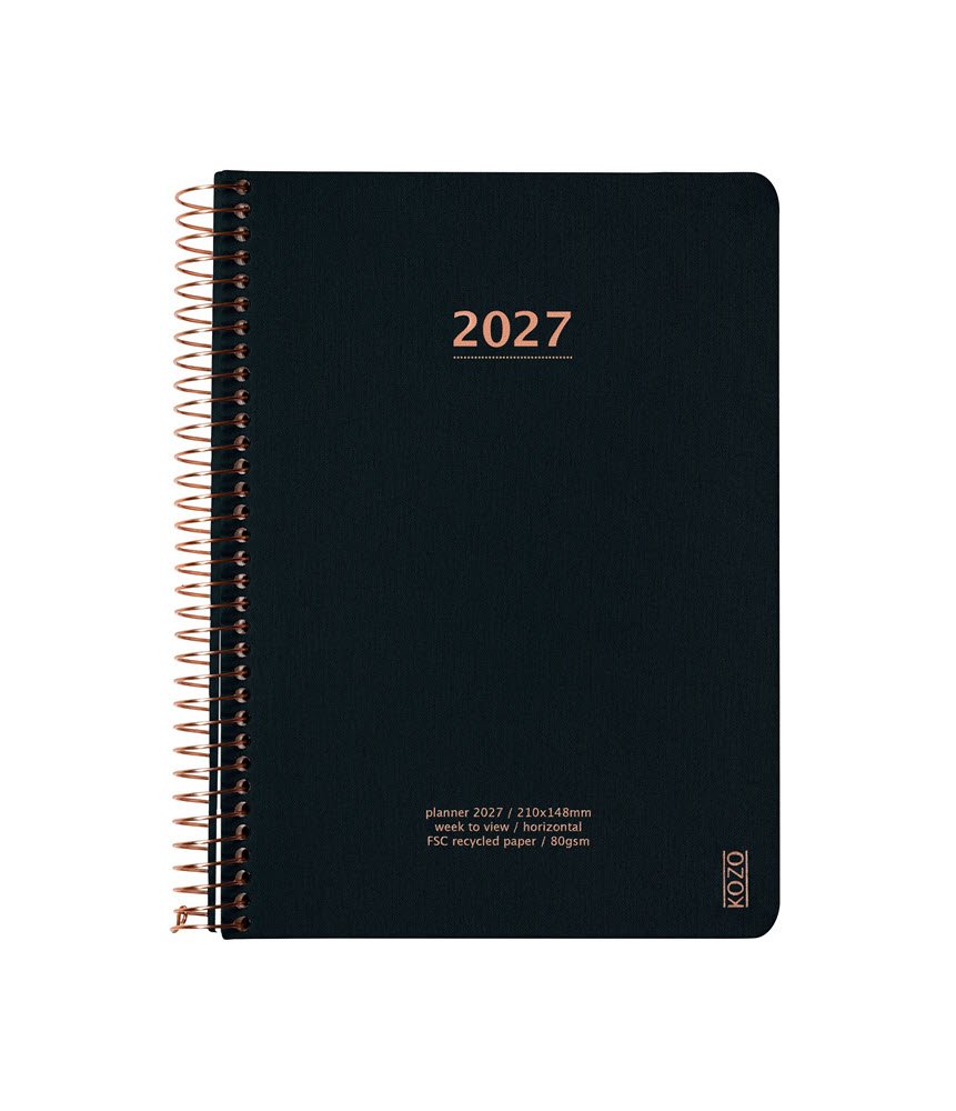 Kozo Kalender 2027 A5 uge pr. opslag Sort
