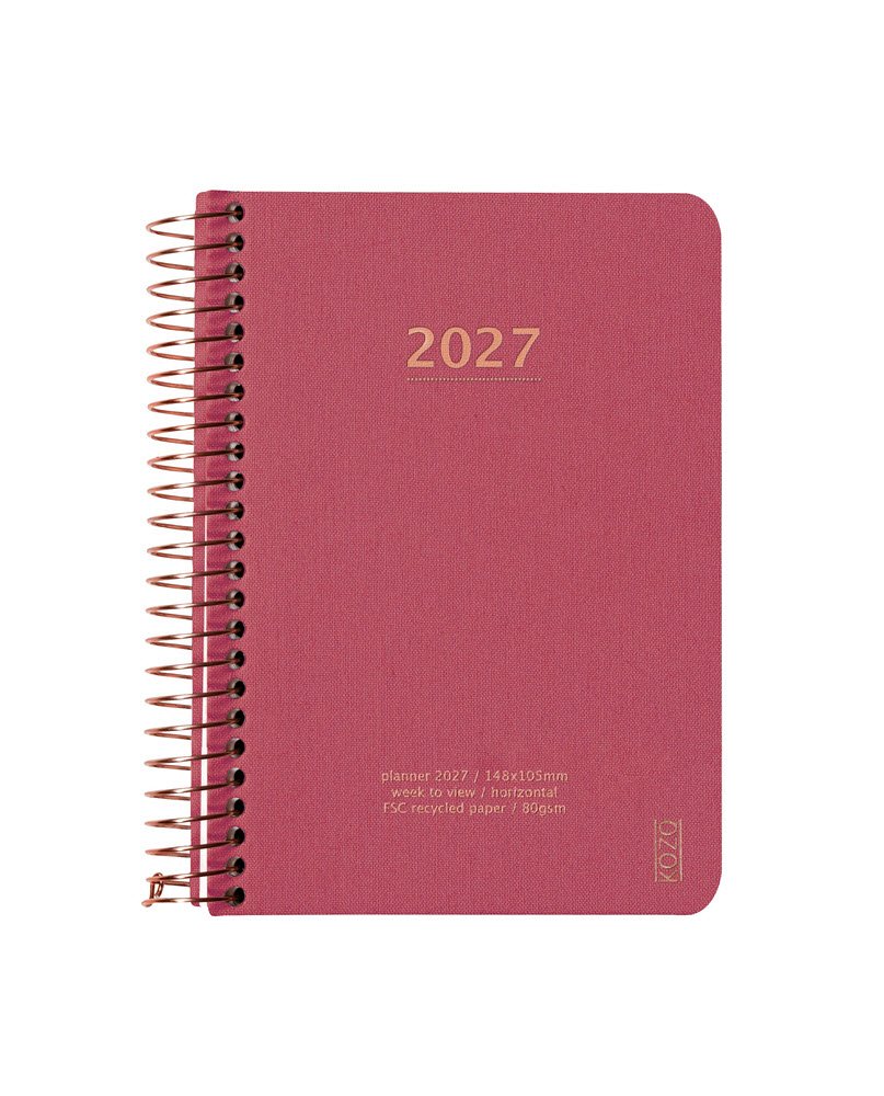 Kozo Kalender 2027 A6 uge pr. opslag Guava Pink