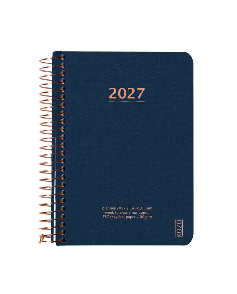 Kozo Kalender 2027 A6 uge pr. opslag Navy Bl�