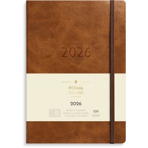 A5 Forma Deluxe ugekalender tvrf. brun kunstskind 2026