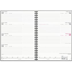 A5 International ugekalender tvrf. sort genbrugskarton 2026