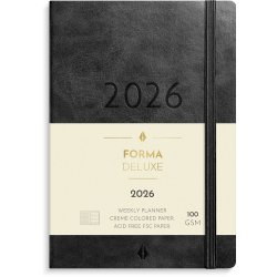 A6 Forma Deluxe ugekalender tvrf. sort kunstskind 2026