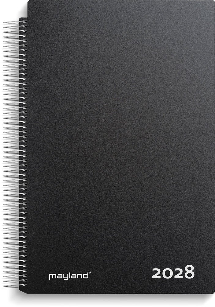 Aftalekalender A4 dag sort PP-plast 2028
