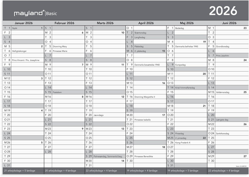 Basic kontorkalender A3 2026