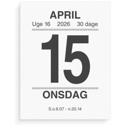 Broderikalender m/split og bagsidetekst 2026