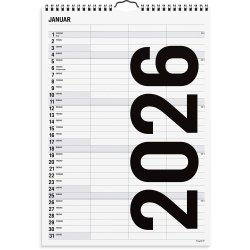Familiekalender Black and white 3 kol. 2026