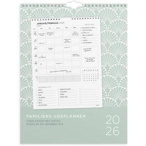 Familiekalender Ugeplan m. lister 2026