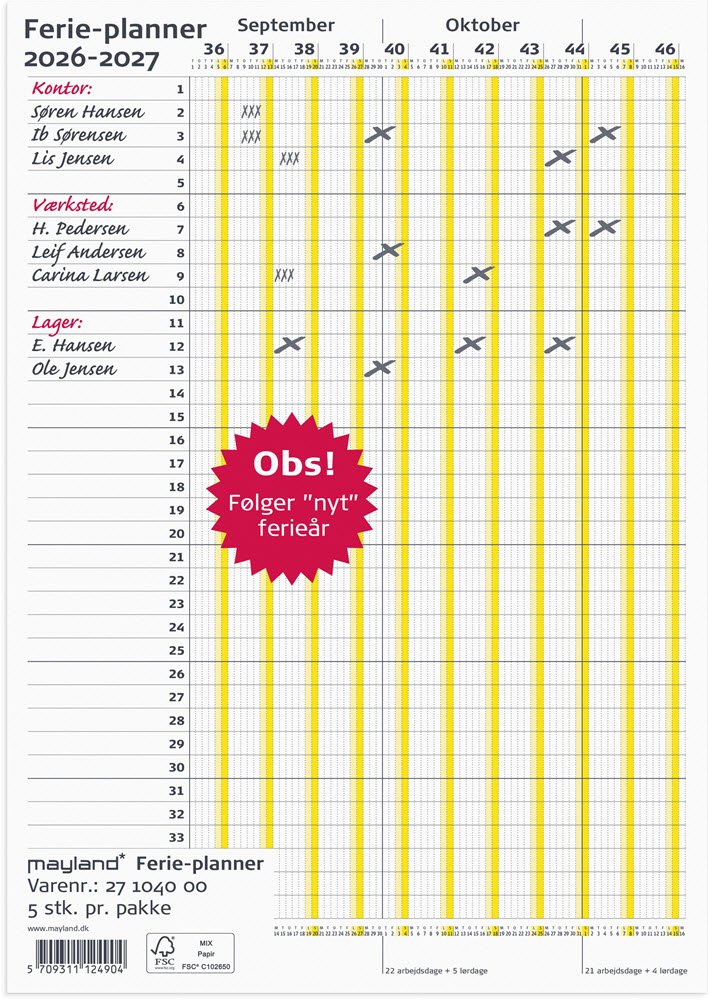 Ferie Planner 2026/2027