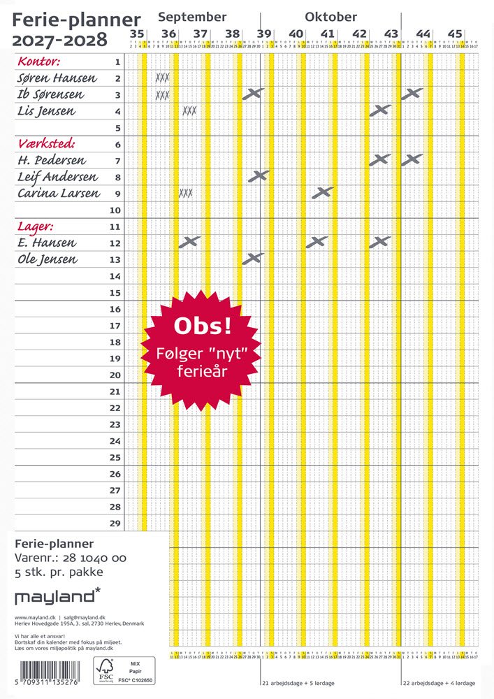 Ferie Planner 2027/2028
